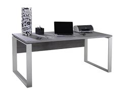 COMPOSAD | Scrivania della Linea DISEGNO, Scrivania PC Moderna, Dimensioni (LxAxP) 170x74,50x80 cm, Colore Grigio Cemento, per Ufficio, Studio, Made in Italy