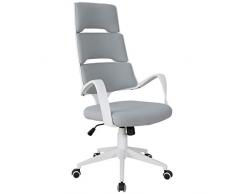 Vinsetto Sedia da Ufficio e da Gaming con Schienale Alto Bianca con Design Ergonomico e Tessuto in Lino