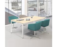 Weber Büroleben GmbH NOVA - Tavolo riunioni 180 x 80 cm, in acero, 4-6 cm, colore: Bianco