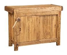 Biscottini Tavolo alto da lavoro 116x90x63 cm Made in Italy | Isola cucina piano lavoro legno massello | Bancone cucina | Piano lavoro cucina legno