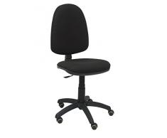 Piqueras e Crespo 04CP-Sedia girevole da ufficio ergonomica, con meccanismo di contatto permanente, regolabile in altezza e ruote di parquet nero