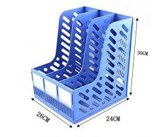 LAAT, raccoglitore da scrivania, a tre scomparti, in plastica, portadocumenti, portariviste, per armadi, scaffali, mobili e per l'archiviazione e l'organizzazione dell'ufficio, Blue, 26*24*30