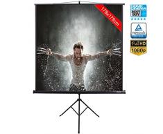 Schermo per Proiezione Videoproiettore 99 con Treppiedi Cavalletto Pieghevole Portatile Salvaspazio Telo Proiettore 178 x 178 cm FULL HD TV 3D