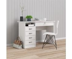 Dmora Scrivania a cinque cassetti, colore bianco, Misure 109 x 75 x 48 cm