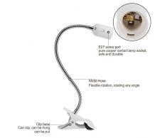Lampada da tavolo a LED orientabile Clip da tavolo, Lampade da tavolo a collo d'oca da 400 mm Clip, Viti da tavolo E27 Luce per trucco Tatuaggio Manicure Estensione ciglia, Ufficio, Lettura notturna ((White)