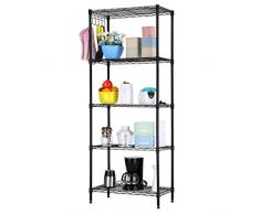 LANGRIA 5 Livello Scaffale Moderna Multifunzione Scaffalature Metallo Stoccaggio Rack e Scaffalature unità 275 Lb capacità Nero