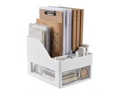 luckxuan Libreria Scaffale Desktop Creative Bookshelf, Office Desktop Storage Bookshelf Cassetto Multistrato (Grigio) Librerie