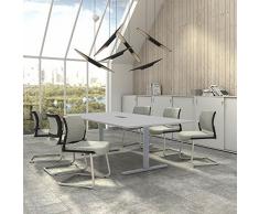 Weber Ufficio Easy tavolo da conferenza, 240 x 120 cm, grigio chiaro con elettrificazione, tavolo per riunioni, colore struttura: argento