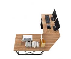 sogesfurniture Scrivania Angolare per Computer a Forma di L, 150 +150cm Tavolo per Computer Ufficio Stazione di Lavoro Tavolo da Studio PC Scrivania per Casa Ufficio in Acciaio Legno, LD-Z01OK-BH