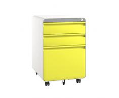 Dripex Cassettiera Ufficio, Cassettiera da Scrivania Cassettiera di Stoccaggio 3 Cassetti con Ruote e Serratura Acciaio Metallo Colore Multiplo, Dimensioni di 40 x 45 x 60 cm