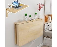HIYOUGO Tavolo Pieghevole da Parete, Scrivania da Parete en Legno Tavolo da Cucina Pieghevole Fissabile a Muro Tavolino Postazioni di Lavoro Salvaspazio (Colore : Legna, Taglia : 80x50x33cm)