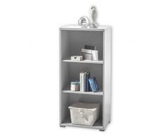 Stella Trading Office Lux Scaffale sottile e a mezza altezza, decorazione in legno, corpo: grigio chiaro, vetro frontale in grafite laccato, 52 x 114 x 35 cm