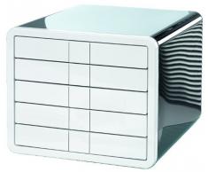 HAN 1551-33 iBox - Cassettiera da scrivania, 5 cassetti chiusi, per formati fino a C4, colore: Bianco/Nero