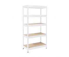 Scaffalatura larga, scaffalatura per carichi pesanti, cantine, in metallo, per ufficio. (Grizzly: 220 x 90 x 60 cm, bianco).