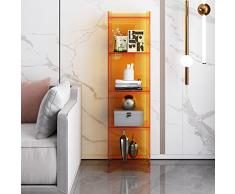 PEAKPT Scaffale Per Libreria A 4 Ripiani in Piedi Scaffale Per Scaffali Libreria Moderna Scaffale Per Esposizione Per Camera Da Letto Soggiorno Studio Home Office,15.7x9.8x59.8in,Orange