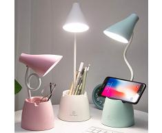 Lampada da Scrivania LED, da Tavolo Bambini con 3 Modalità di Illuminazione e Sensore Tattile, Dimmerabil Rotazione a 360 ° per Leggere, Studio, Lavorare (Rosa)