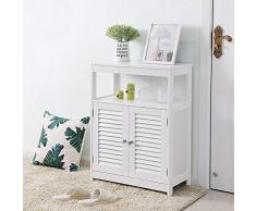 XUANYU Mobile portaoggetti in MDF, mobile da bagno, armadio a porta persiana, mobile da cucina, ripiano per soggiorno, bianco, 60 × 30 × 80 cm