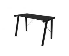 Amazon Brand - Tyson, scrivania, ripiano in vetro nero e base nera in metallo, P65 x L125 x H77.5 cm