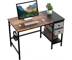 HOMIDEC Scrivania per Computer, Scrivania da Ufficio per Studenti e Lavoratori, Scrivania con Cassetto e Gancio per Cuffie, Tavolo per Laptop con Ripiani, Scrivanie in stile Moderno (100x50x75cm)