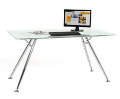 My_office Mega Scrivania, Bianco, 150x80x76 cm, vetro