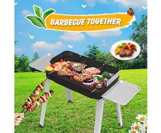Barbecue Carbonella Griglia a Carbonella Tavolo Utensile BBQ Grill Carbone Pieghevole per 4 - 7 Persone Cottura alla Brace Griglia per Picnic, Riunione di Famiglia in Balcone e Giardino, Campeggio ecc