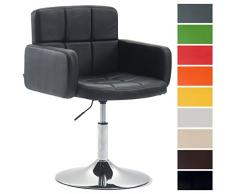 CLP Sedia Design Lounge Los Angeles Similpelle I Poltroncina Girevole E Regolabile I Sedia Pranzo Imbottita Con Braccioli, Colore:nero