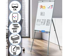 Lavagna a Fogli Mobili - con Cavalletto, 60 x 90 cm, Doppia Funzione, Altezza Regolabile - Lavagna Portablocco a Treppiede, Flipchart, Bacheca Magnetica
