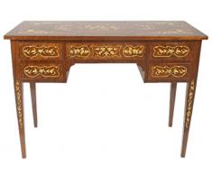 Casa Padrino scrivania Barocco Marrone/Oro 120 x 60 x A. 80 cm - Tavolo da Ufficio Fatta a Mano in Legno massello con 5 cassetti - Mobili da Ufficio in Stile Barocco