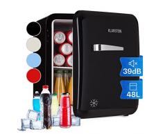 KLARSTEIN Mini Frigo, Frigo Portatile, Frigorifero Piccolo da Ufficio, Mini Frigo da Camera con Sbrinamento Manuale, Design Vintage, Frigorifero da Campeggio Silenzioso, Mini Frigo Bar 0-10°C, 48L