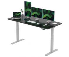 FLEXISPOT E6+180 * 80cm Scrivania Regolabile in Altezza Standing Desk Scrivania Elettrica Scrivania Motorizzata a 3 Stadi a 2 Motore Capacità di carico 125 kg (180x80 cm,Nero+Grigio)