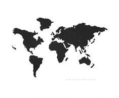 Navaris Planisfero Bacheca Sughero 102x50,3cm - Mappa Mondo Autoadesiva 18x pz 10x Puntine 1x Set Fissaggio - Cork Memo Board con Mappamondo - Nero