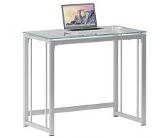 SogesHome Scrivania per Computer da 90 cm x 50 cm Piccola Scrivania per Casa Ufficio Scrivania in Vetro per Studio per Lavoro Apprendimento Scrittura