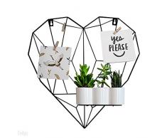 Gadgy Decoraziona Parete a Griglia a Cuore | Bacheca per Appunti in Metallo con Accessori | Portafoto da Parete Multiplo| Accessorio Camera in Stile Nordico