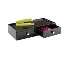 InterDesign Porta penne per ufficio e scrivania, con cassetti, nero