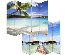 Mendler Paravento divisore Doppia Immagine 5 Pannelli M68 180x200cm Spiaggia