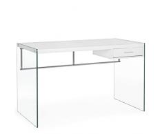 Decorspace Scrivania per computerSuami porta pc da ufficio e cameretta in legno e vetro 122 cm (Bianco)