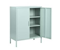 MEUBLE COSY Credenza Soggiorno Cucina 2 Ante Armadio Camera da Letto Metallo con Vani Multi Spazio e 3 Ripiani, Verde, 80x40x101.5cm