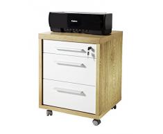 Cassettiera ufficio colore rovere e laccato bianco
