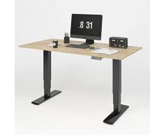 FLEXISPOT E5 PRO+ 160 * 80cm Certificato FSC Scrivania Regolabile in Altezza Standing Desk 2 Motori 3 Sezioni Scrivania Elettrica Scrivania Motorizzata con Piano(Nero+ Acero)