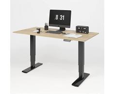 FLEXISPOT E5 Scrivania Regolabile in Altezza Standing Desk 2 Motori 3 Sezioni Desktop 160 * 80cm Scrivania Elettrica Scrivania Motorizzata con Piano (Nero+ Bambù)
