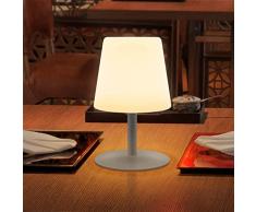 Lampada Ricaricabile da Tavolo a led 2 Colori Dimmerabile Lampada da Tavolo Senza Fili IP44 Impermeabile Lampada a Batteria da Tavolo per Camera da Letto, Salotto, Bar, Ristoranti, Hotel (Grigio)