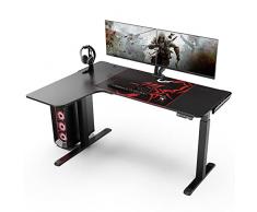 EUREKA ERGONOMIC Scrivania elettrica regolabile in altezza, scrivania da gioco con piano di appoggio ergonomico e funzione memoria, scrivania angolare a forma di L, colore nero (152.4 x 110 CM)