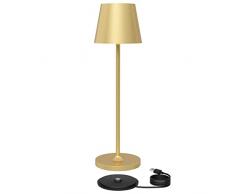 K-Bright lampada da tavolo ricaricabile in alluminio | 240LM | 3000K luce bianca calda Lampada da scrivania senza fili | interni/esterni Lampada da tavolo con base di ricarica a contatto (Oro)