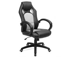 SONGMICS Sedia da Ufficio Girevole, Altezza Regolabile, Poltrona da Gaming, Sedia da Computer, con Meccanismo di Inclinazione, Nero e Grigio OBG56BG