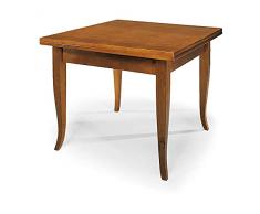 Milani Home s.r.l.s. Tavolo da Pranzo Apribile A Libro Cm 100x100/200 Tinta Noce per Interno Sala da Pranzo Cucina Massello Arte Povera