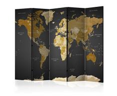 murando Paravento Mappamondo 225x172 cm Stampa unilaterale su tela in TNT Parete Divisoria Interno Separatore Stanza Pieghevole Decorazioni beige marrone nero k-A-0092-z-c
