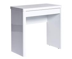 Jahnke Tavolo per Computer Portatile, Pannelli in Legno E1, Rivestiti, Bianco Lucido, 80 x 5.5 x 76 cm