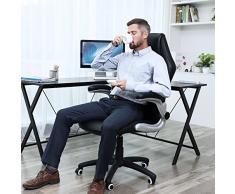 SONGMICS Sedia da Ufficio di Forma Sportiva, con Braccioli Sollevabile, Schienale Alto, di Altezza Regolabile 119-129 cm, Portata massima: 150 kg, Design Ergonomica, Nero,OBG62B