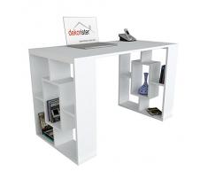 DELUXE Scrivania - Noce / Bianco - Scrivania per computer - Scrivania ufficio - PortaPC - Tavolo per Computer con mensola