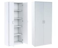 Pratico armadietto da 180 cm, con 2 ante, 4 ripiani, grande, multiuso, armadietto da ufficio, per la casa (bianco)